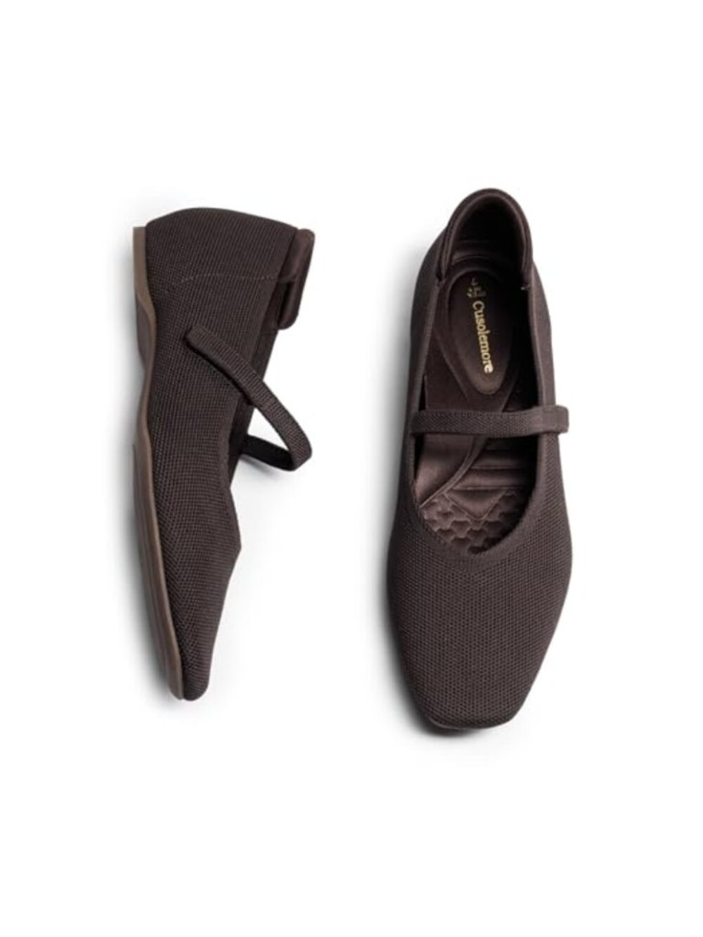Mary Jane Flats with Arch Support Concealed Low Wedge